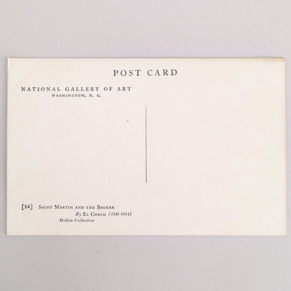 Vtg 60s National Gallery of Art Postcard Saint Martin & The Beggar, El Greco - Picture 2 of 2